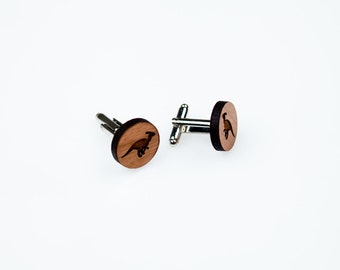 Parasaurolophus wooden dinosaur cufflinks