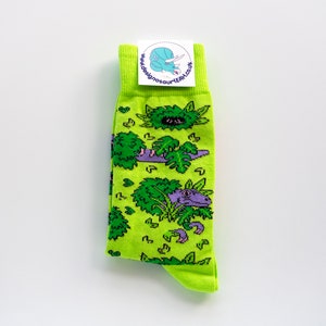 Raptor dinosaur socks - lime green