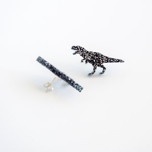 Glitter t-rex dinosaur stud earrings image 4