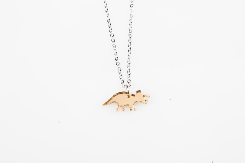 Triceratops dinosaur tiny charm necklace image 2