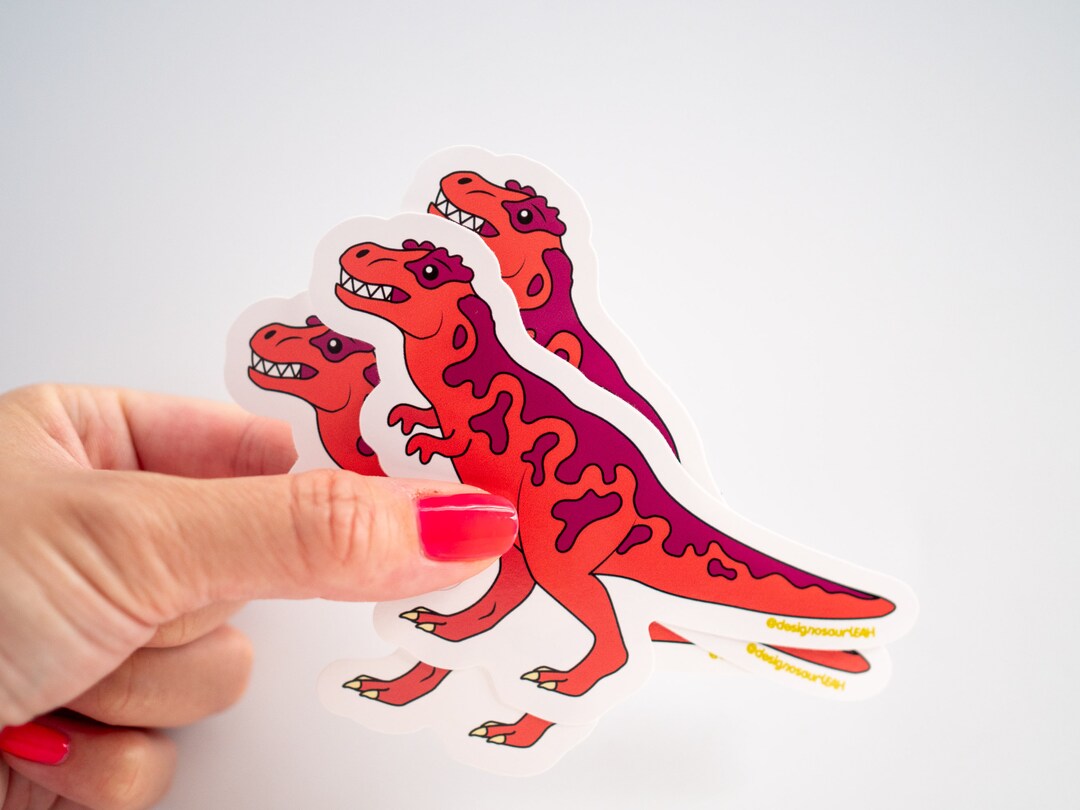 T-rex in Coral and Purple Vinyl Sticker [pack of 3] - Etsy