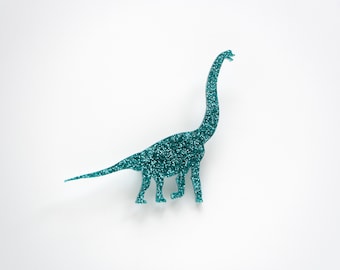 Glitter brachiosaurus dinosaur brooch