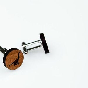 Brachiosaurus dinosaur wood cufflinks