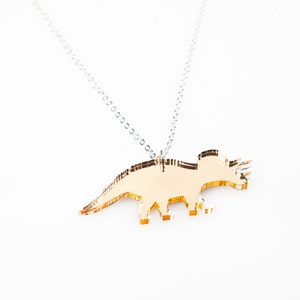 Triceratops dinosaur medium pendant necklace Mirror Gold