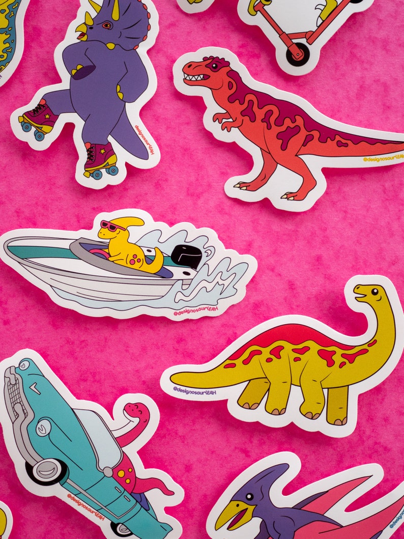 Parasaurolophus driving a speed boat vinyl sticker pack of 3 image 7