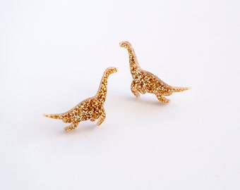Glitter plesiosaur stud earrings