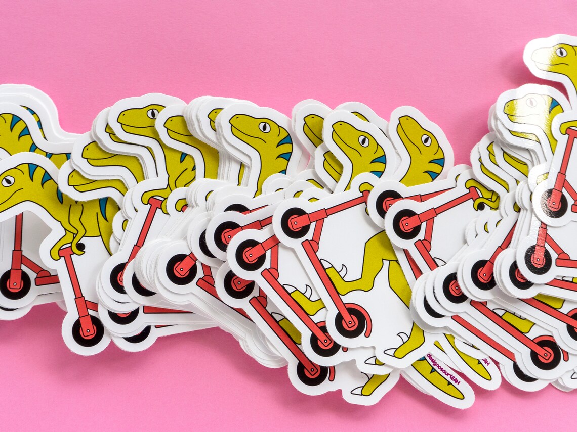 Micro scooter dinosaur vinyl sticker pack of 3 Etsy