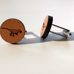 T-Rex dinosaur wooden cuff links image 1