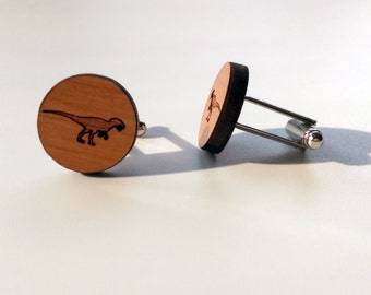 T-Rex dinosaur wooden cuff links