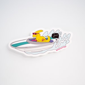 Parasaurolophus fährt ein Schnellboot Vinyl Sticker [Pack von 3]