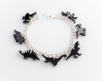 Dinosaur charm silver bracelet