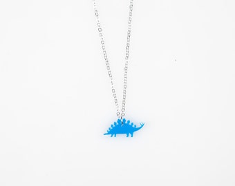 Stegosaurus dinosaur tiny charm necklace