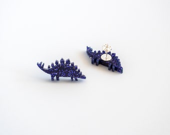 Pendientes glitter stegosaurus dinosaur stud