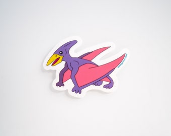 Dinosaurio pterodáctilo en pegatina de vinilo morado y rosa [paquete de 3]