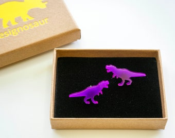 Boucles d’oreilles en acrylique T-Rex dinosaure