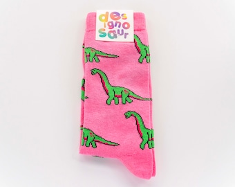 Calcetines de dinosaurio Diplodocus - calcetines casuales rosas