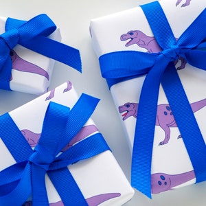 T-Rex dinosaur wrapping paper with tags