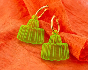 Jelly earrings, Sterling silver Jello hoop in bright acrylic
