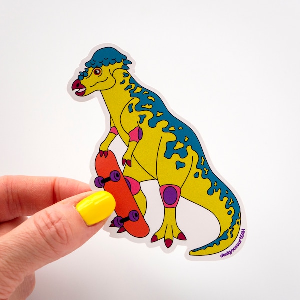 Skateboarding dinosaur vinyl sticker [pack of 3]