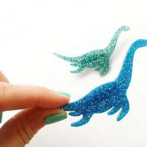 Glitter plesiosaur dinosaur brooch