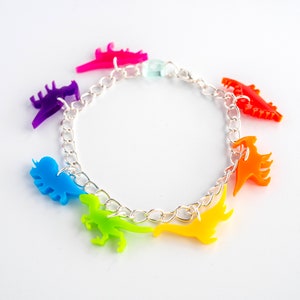 Rainbow dinosaur charm bracelet