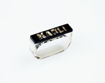 Personalised name double finger ring