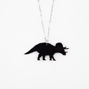 Triceratops dinosaur medium pendant necklace Black
