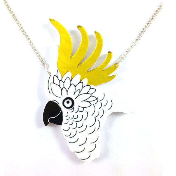 Cockatoo laser cut acrylic necklace