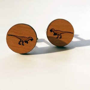 T-Rex dinosaur wooden cuff links image 2