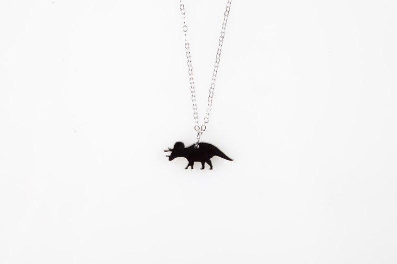 Triceratops dinosaur tiny charm necklace image 3