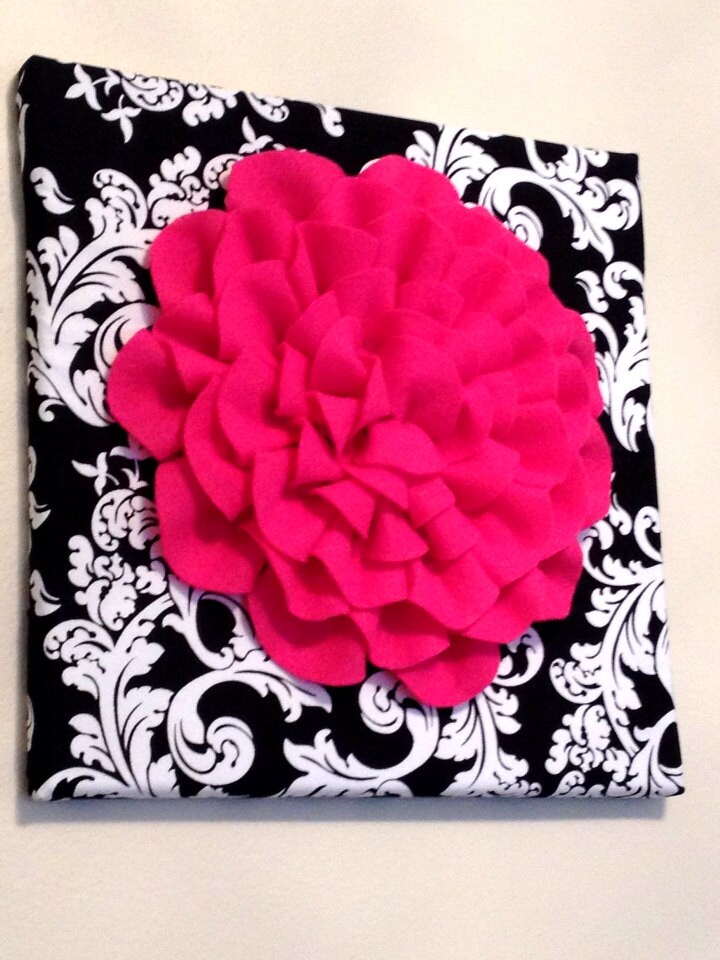 Black and White Damask Wall Hanging Etsy