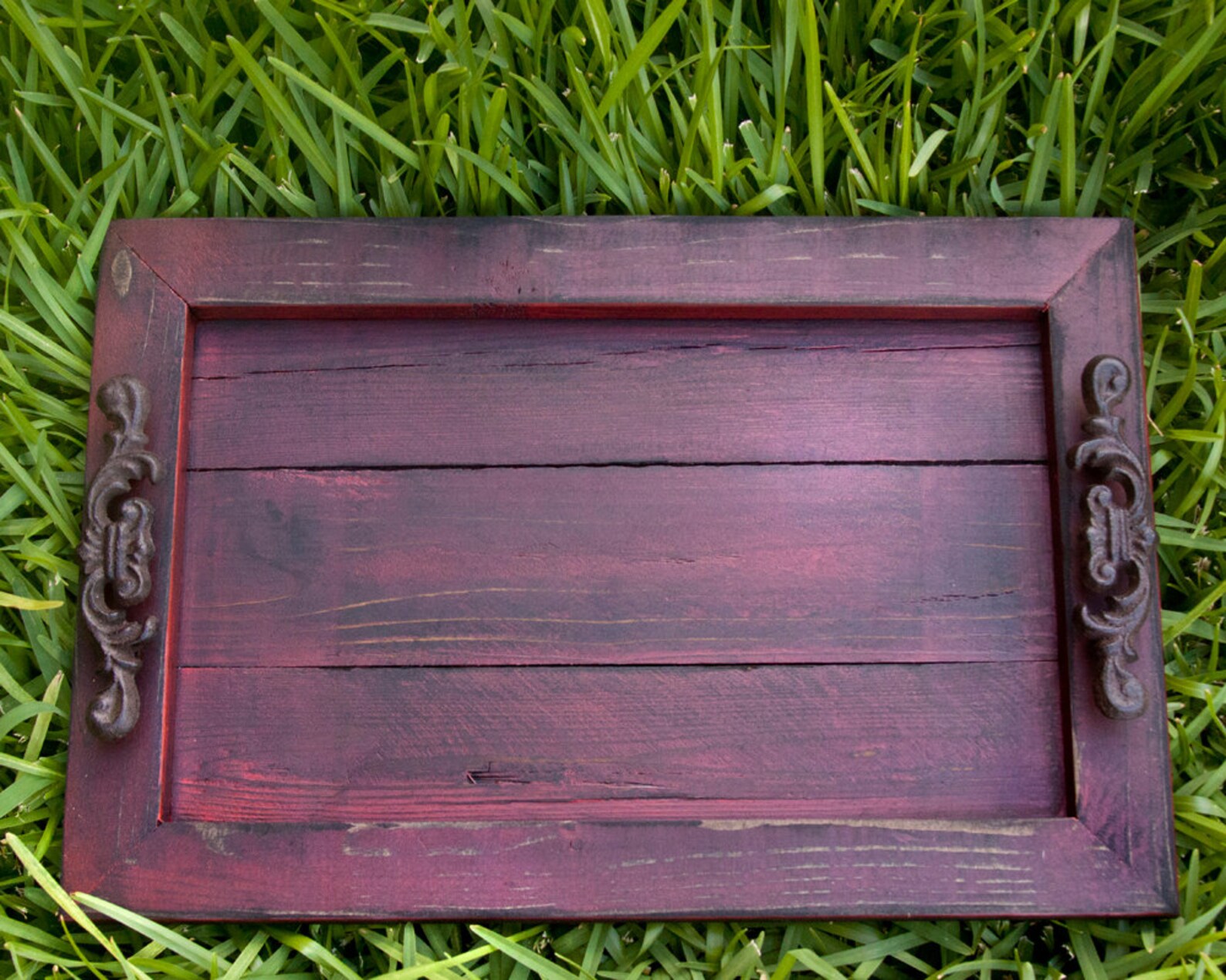 Decorative / Serving Tray Red Distressed With Black Glaze Etsy