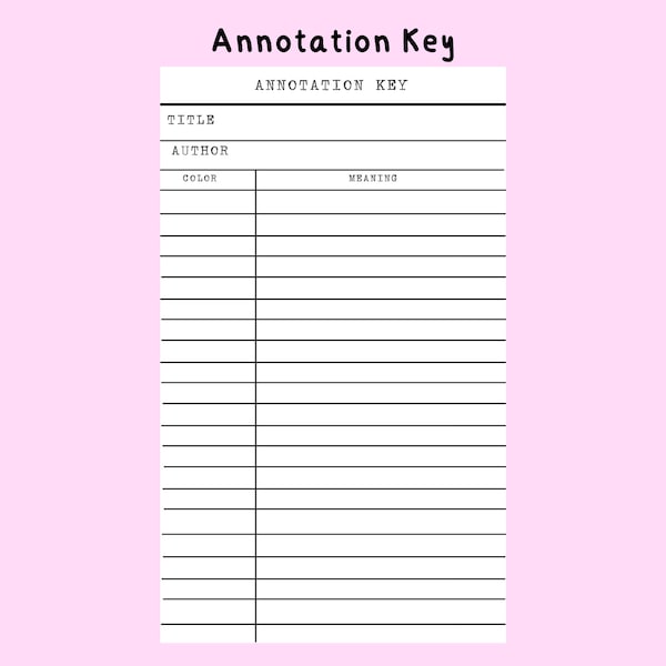 Book Annotation Key - Etsy