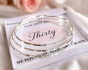 Choose The Decades 20th/30th/40th/50th/60th Birthday Silver Bangle Bracelet Gifts, Women's Bracelet Birthday Gift for Her Friends Sister
