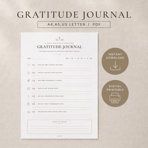 Christian Gratitude Journal Printable | Faith Based Prayer Journal | Daily Thankfulness & Scripture Reflection