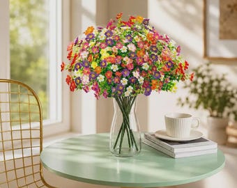 24-Bundle Faux Daisy Flowers – UV-Resistant Artificial Outdoor Plants for Porch, Garden & Spring Decor