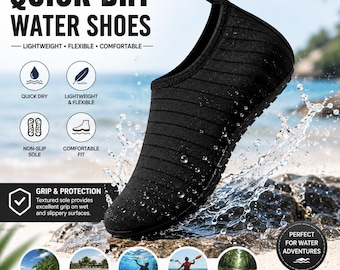 Quick Dry Water Shoes, Lightweight Aqua Socks, Non-Slip Beach Footwear