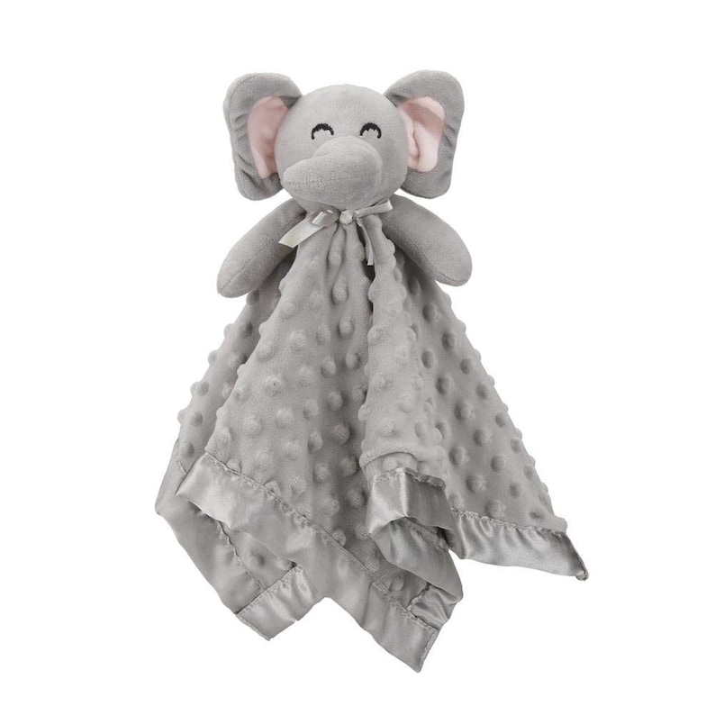 Pink Elephant Ribbon Grey Elephant Baby Lovey Blanket, Soft Security Blanket for Newborns ...