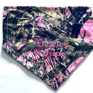 Personalized Pink Camo Dog Bandana: Real Tree Edge, Slide-On Collar
