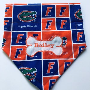 Personalized Florida Gators Dog Bandana: Embroidered Cotton Scarf