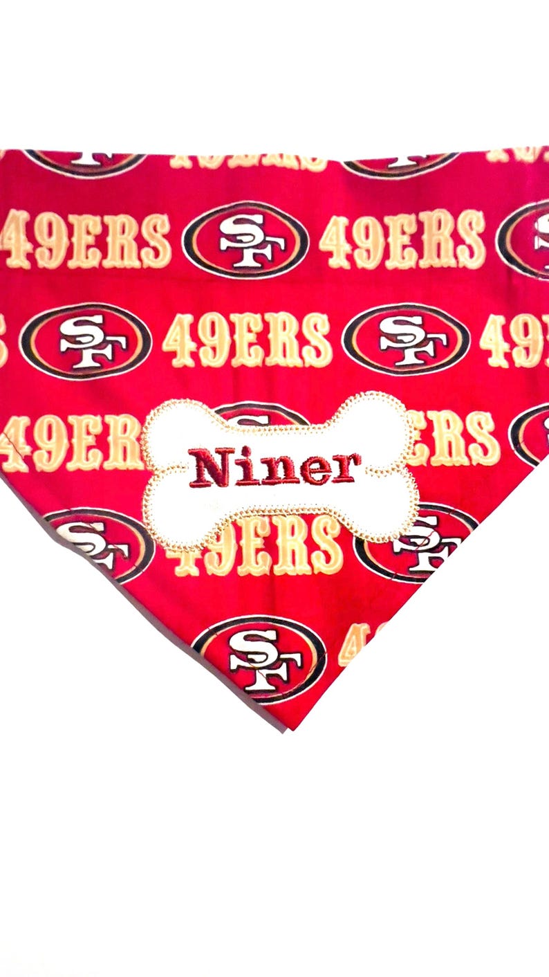 San Francisco 49ers Dog Bandana Personalized Custom, Slides Through the ...