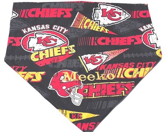 Kansas City Chiefs Dog Bandana: Embroidered Pet Collar, slides through the dog collar