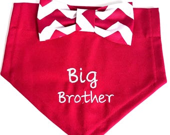 Big Brother Dog Bandana: Pregnancy/Gender Reveal Announcement, slides through the dogs collar