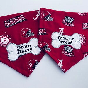 Alabama Crimson  dog bandana, Monogram, slides through the Collar, Dog Bandana, new puppy,  football gift, dog dad, dog mom
