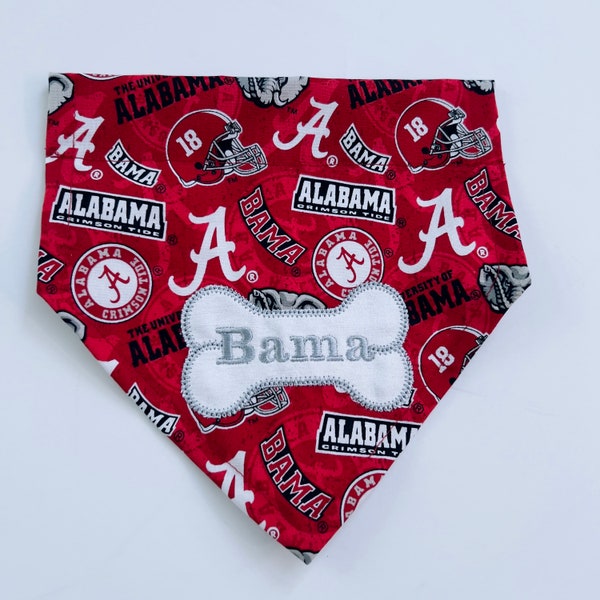 Alabama Dog Bandana personalized, Crimson Tide, Monogram, slides over the Collar, dog lovers' gift, dog mom, dog dad