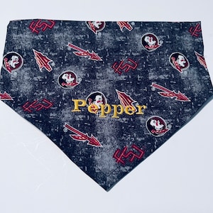 Florida State Dog Bandana Personalized embroidery, football, slides through the collar, dog mom, dog dad, dog lovers gift, dog clothing