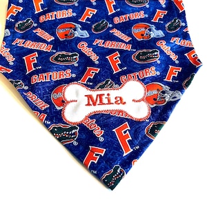 Personalized Florida Gators Dog Bandana: Embroidered Cotton Scarf