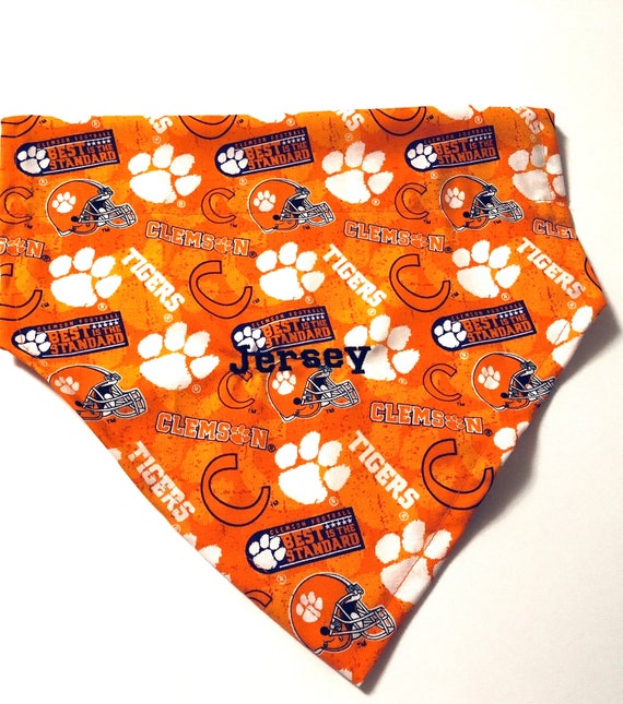 Clemson Tigers Personalized Dog Bandana Football Pet Scarf Slides Through the Dog s Neck Etsy