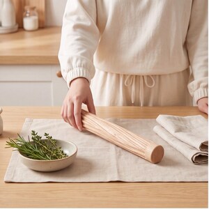 Beech Wood Embossed Rolling Pin Assorted Carved Patterns Pottery Tool for Clay Crafting