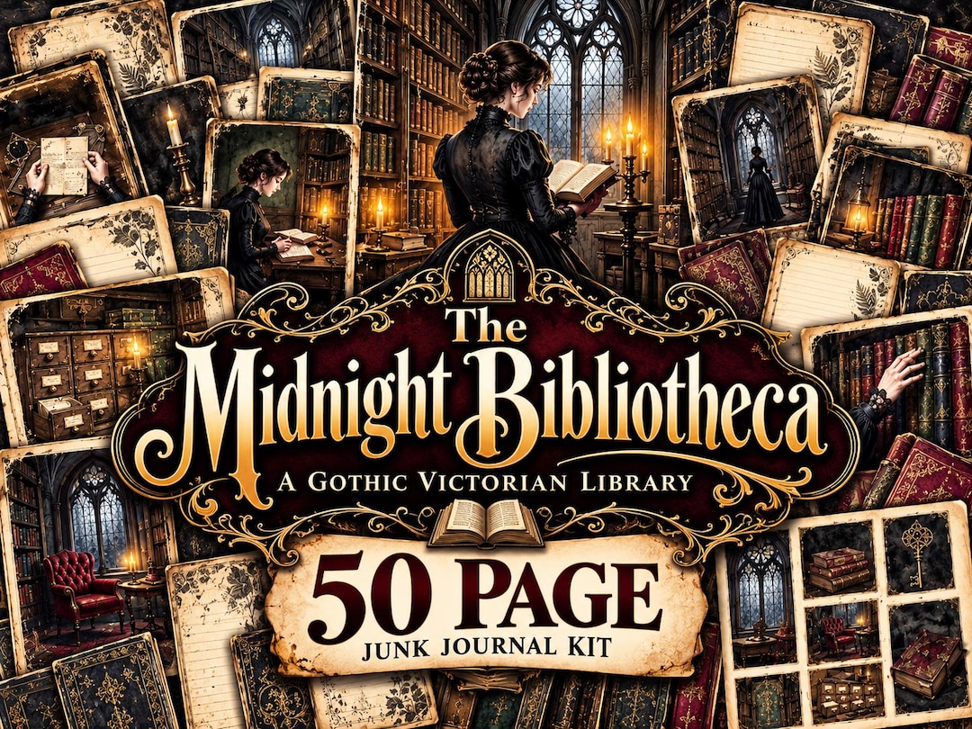 Gothic Library Junk Journal Kit, Victorian Dark Academia Scrapbook ...